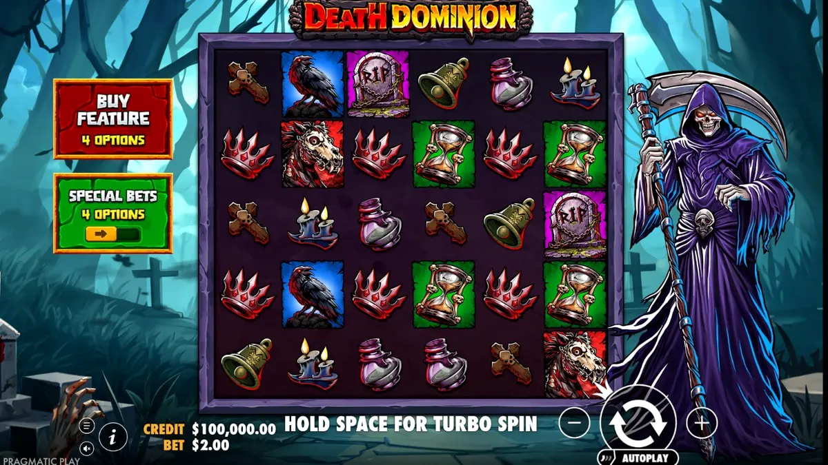 Death Dominion slot machine interface na may gothic theme